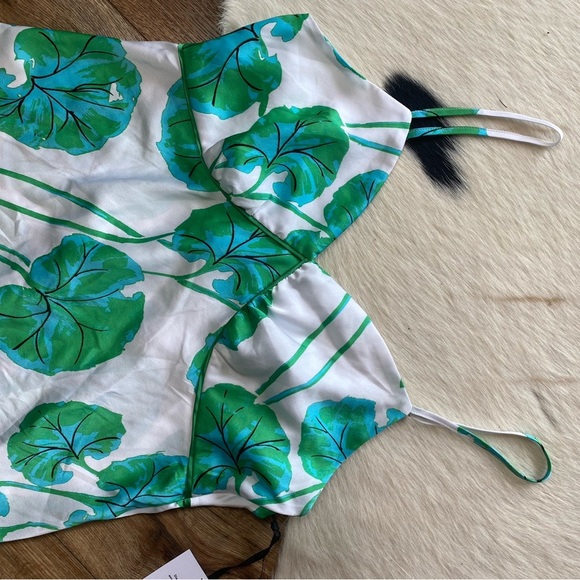 Diane von Furstenberg Geranium Leaf Short Satin Slip Dress - Picture 6 of 12